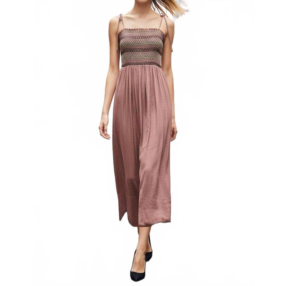 NEW VAVA multi-color smocking maxi dress in mauve